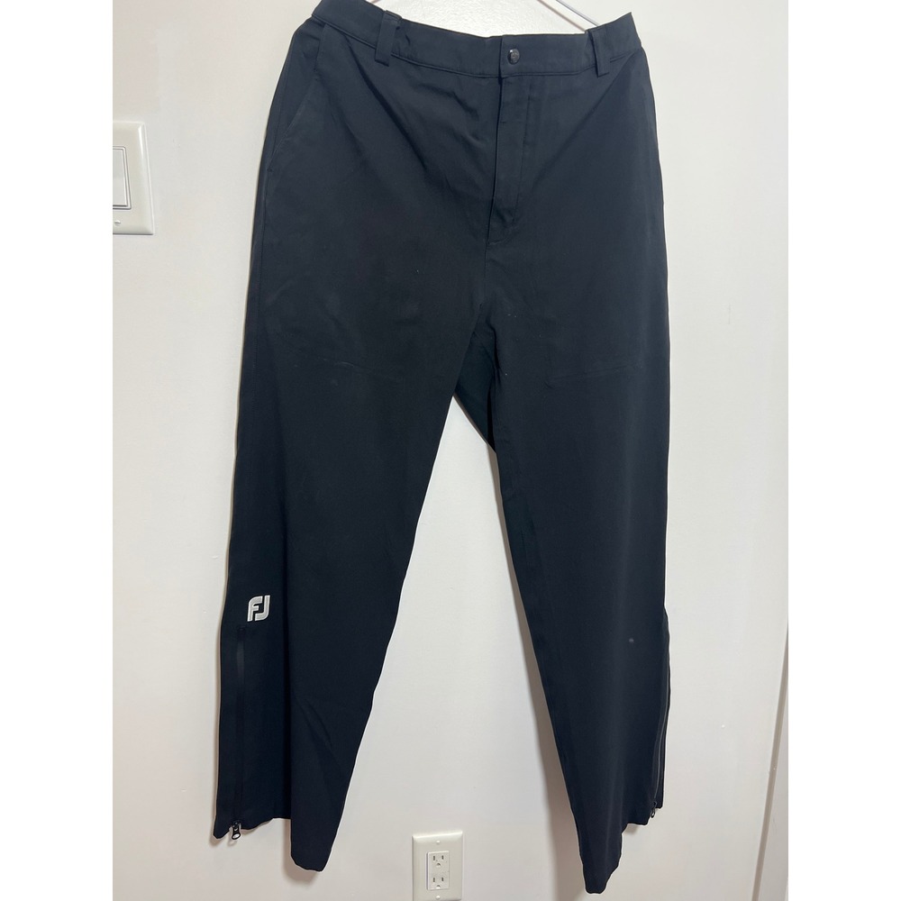 FootJoy Mens Golf Rain Pants Black Performance Athletic Trousers Zipped Cuffs